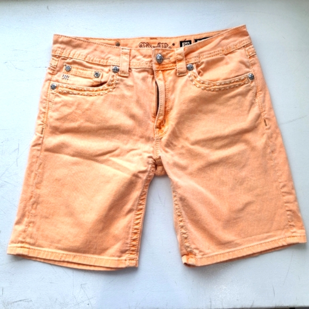Miss Me 29 Denim Jean Boyfriend Bermuda Orange Sherbert Shorts Premium Cotton